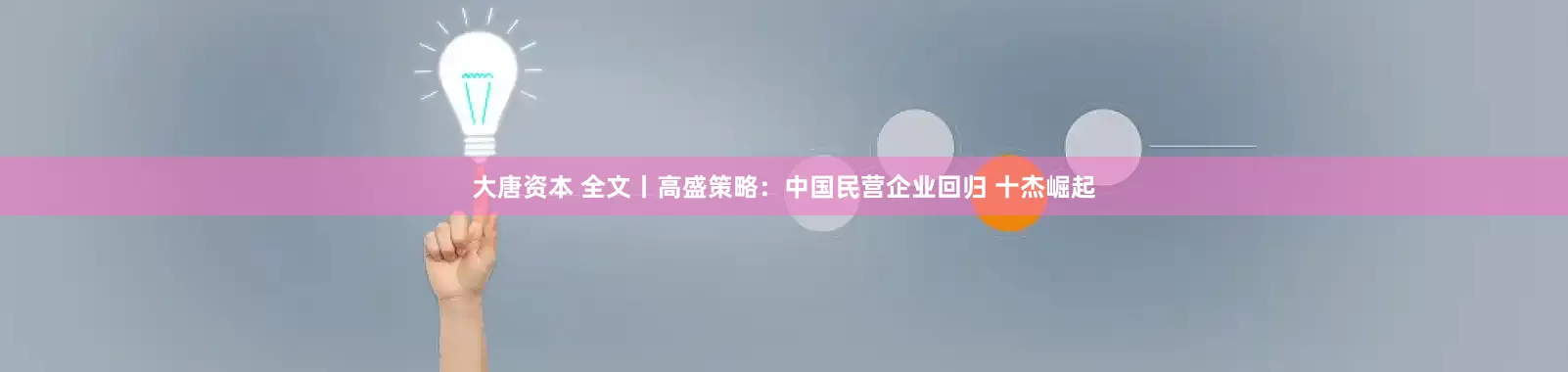 大唐资本 全文丨高盛策略：中国民营企业回归 十杰崛起