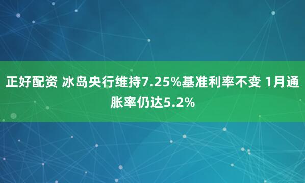 正好配资 冰岛央行维持7.25%基准利率不变 1月通胀率仍达5.2%